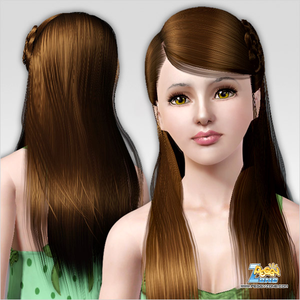 Flower shaped bun hairstyle ID 145 by Peggy Zone for Sims 3
