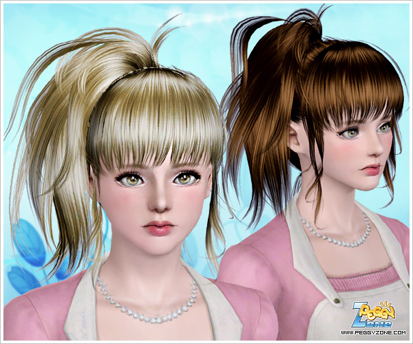Fancy ponytail hairstyle ID 761 by Peggy Zone for Sims 3