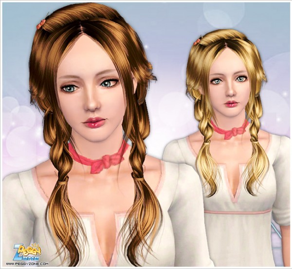 Two rumpled braid ID 000074 by Peggy Zone for Sims 3
