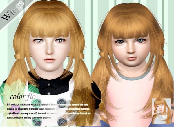 Two layered wrapped ponytail for girls colorflower by Wings for Sims 3