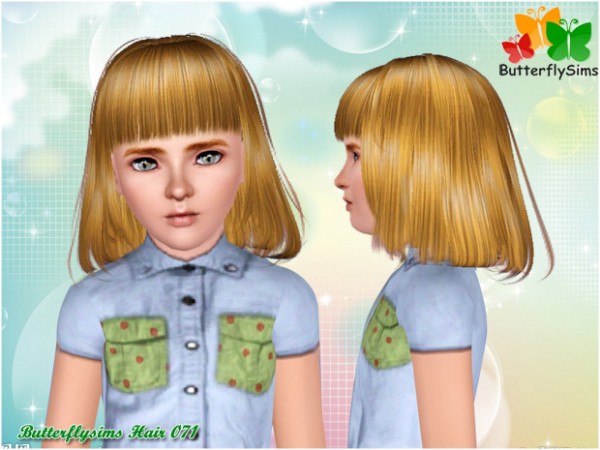 Looped bob with bangs hairstyle   Hair 71 by Butterfly for Sims 3