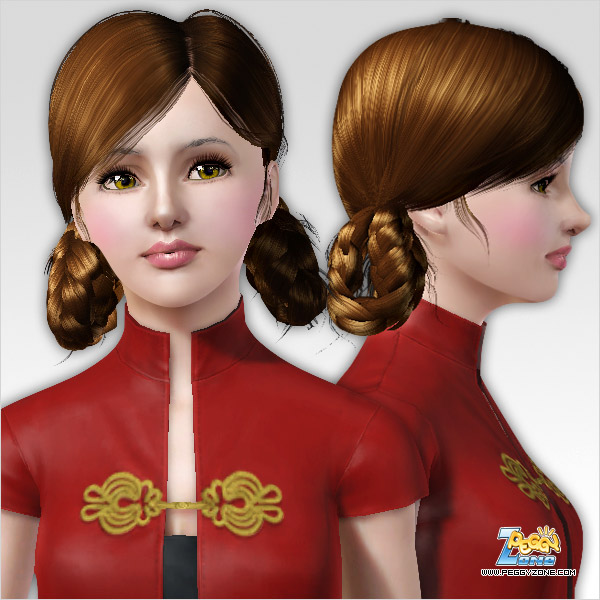 Double braided circle hairstyle ID 385 by Peggy Zone for Sims 3