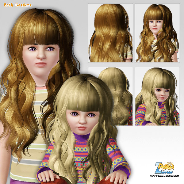 Special  Dimensional curls with bangs ID 000007 by Peggy Zone for Sims 3