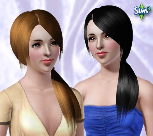 Side ponytail hairstyle   Conversion hair 80 by Raonjena for Sims 3