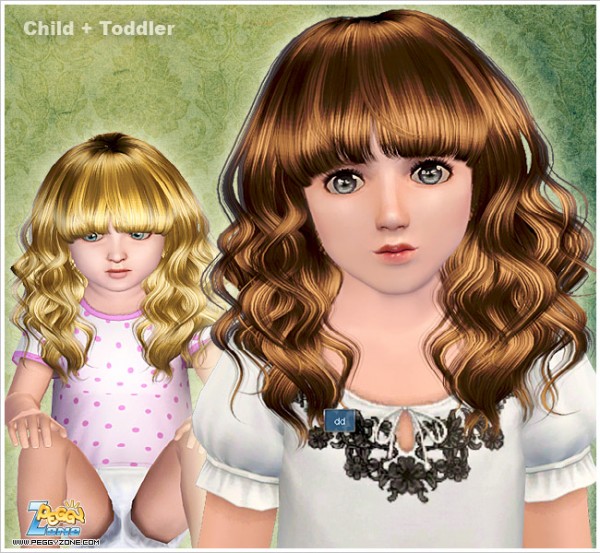 Curly hair with straight bangs ID 885 by Peggy Zone for Sims 3