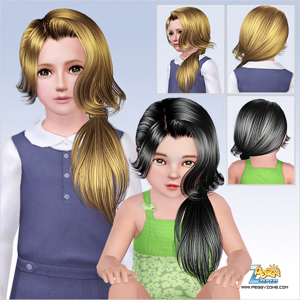 Rolled wrap tail hairstyle ID 749 by Peggy Zone for Sims 3