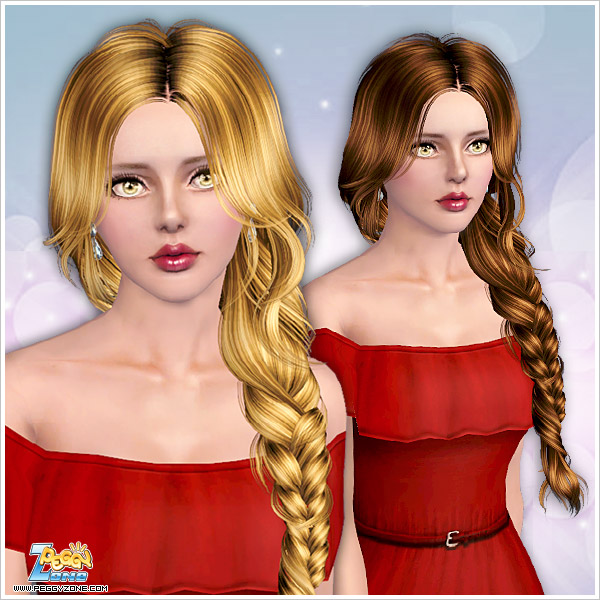 Right side braid hairstyle ID 000053 by Peggy Zone for Sims 3