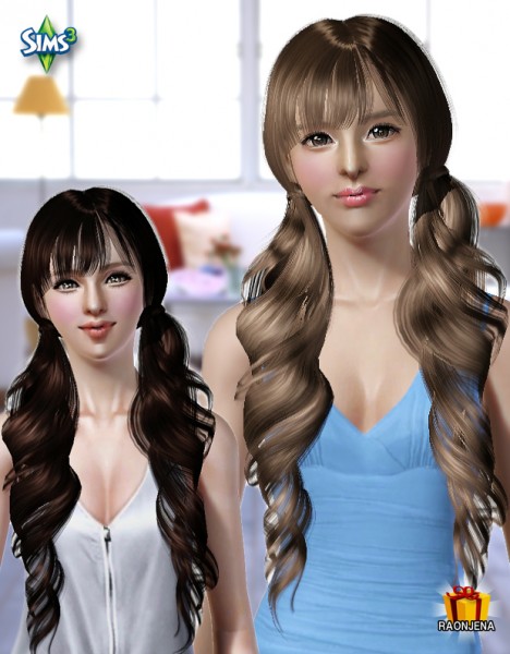 Two dimensional ponytails with bangs   Hair 27 by Raonjena for Sims 3