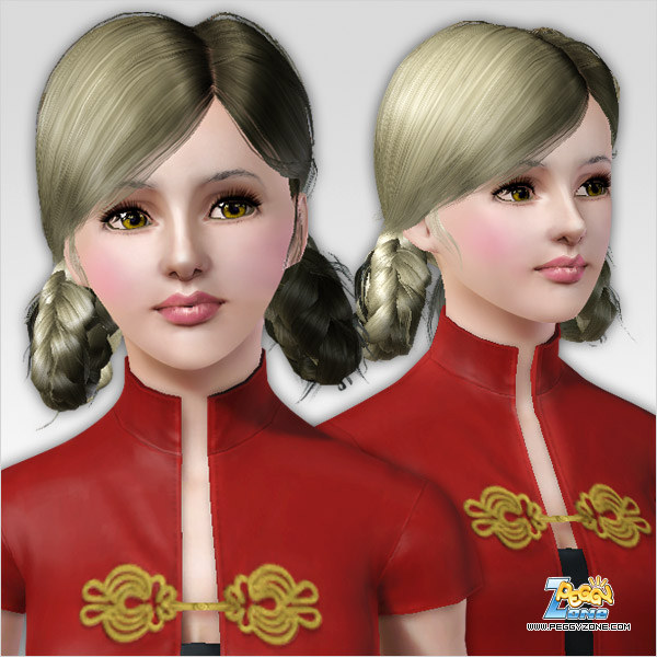 Double braided circle hairstyle ID 385 by Peggy Zone for Sims 3