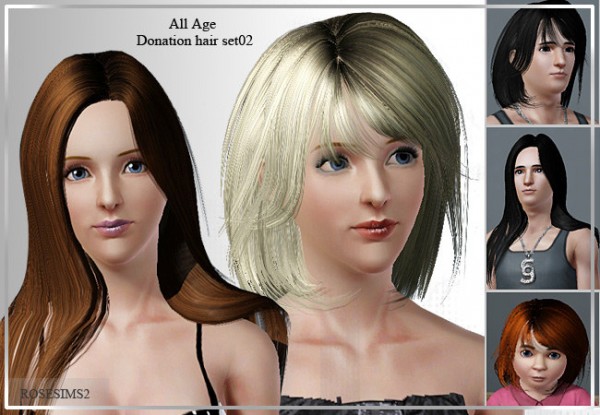 Two diferent hairstyle by Rose  for Sims 3