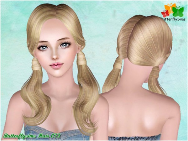 Double wrapped wavy ponytail hairstyle 73 by Butterfly for Sims 3