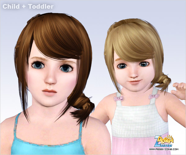 Wrap tail with bangs in one side of a head ID 446 by Peggy Zone for Sims 3
