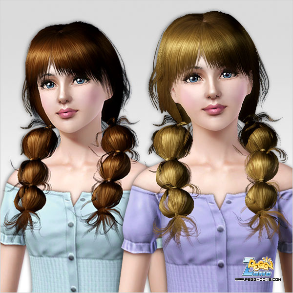 Double wrap ponytail hairstyle ID 146 by Peggy Zone - Sims 3