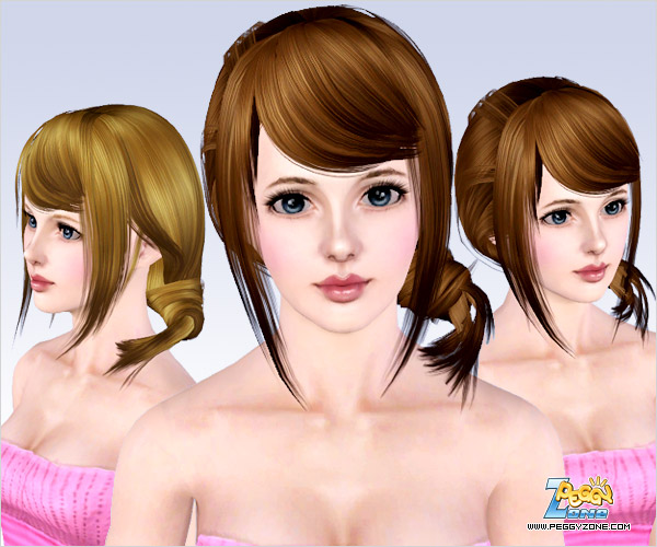 Cute red carpet side ponytail ID 447 by Peggy Zone for Sims 3