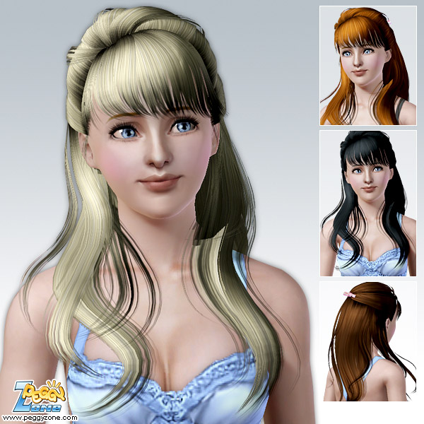 Half up half down with a small ribbon hairstyle ID 21 by Peggy Zone for Sims 3
