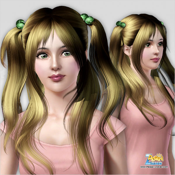 Small double pigtails with  hair clips hairstyle ID 98 by Peggy Zone for Sims 3