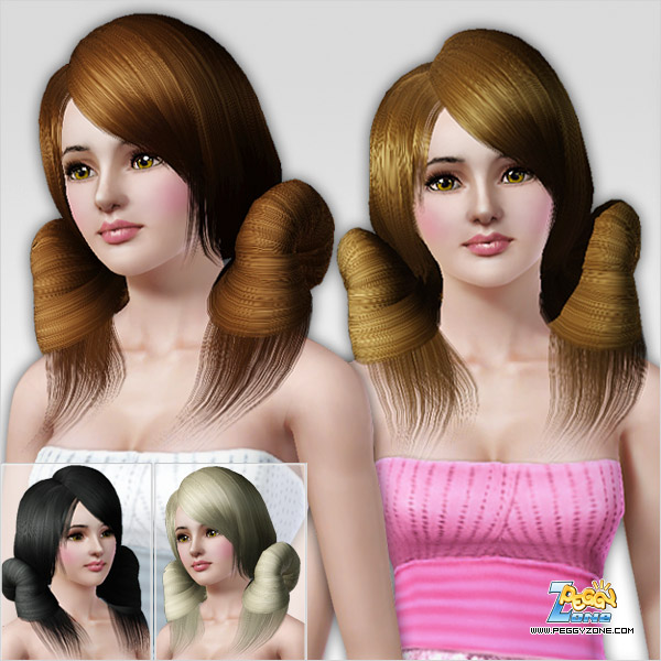 Fairy double bun hairstyle ID 218 by Peggy Zone for Sims 3
