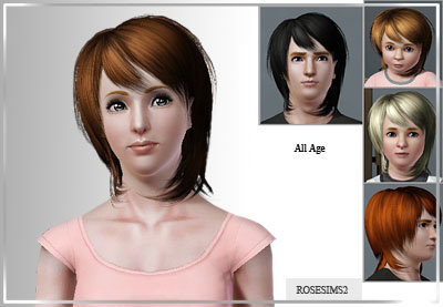 Straight medium haircut by Rose Sims for Sims 3