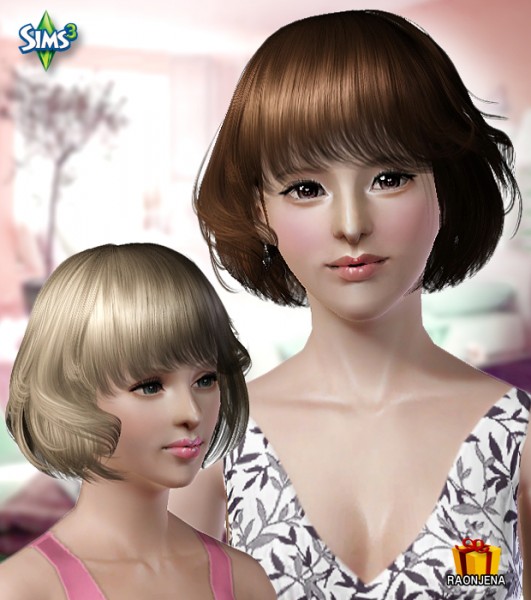 Modern layered bob hairstyle with bangs   Hair 30 by Raonjena for Sims 3