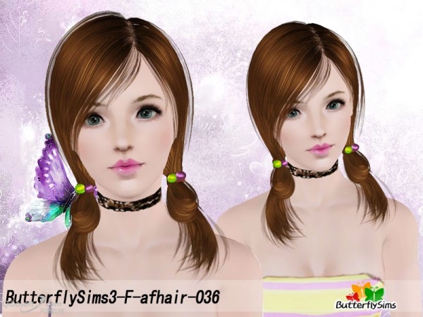 Two wrapped ponytail   Hair 36 by Butterfly for Sims 3