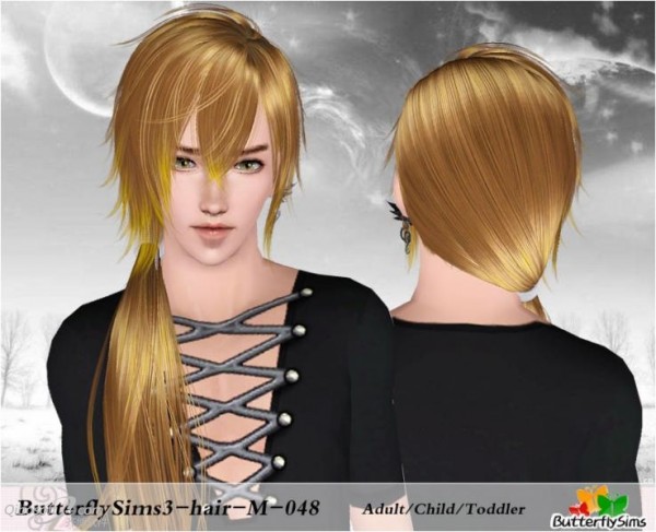 Side spiky ponytail   Hair 48 by Butterfly for Sims 3