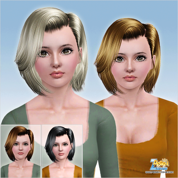 Medium angled bob haircut ID 723 by Peggy Zone for Sims 3