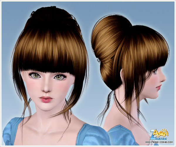 French bun with straight bangs ID 767 by Peggy Zone for Sims 3