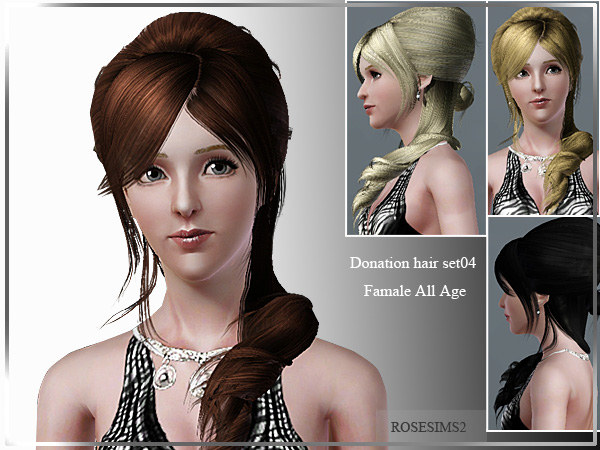 Long side ponytail with bangs by Rose for Sims 3