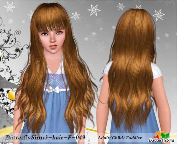 Satin swirls with bangs   hair 49 by Butterfly for Sims 3