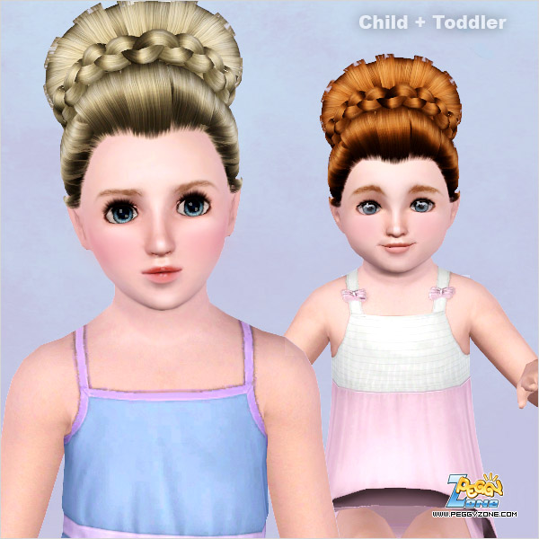 Huge topknot with braided circle hairstyle ID 454 by Peggy Zone for Sims 3