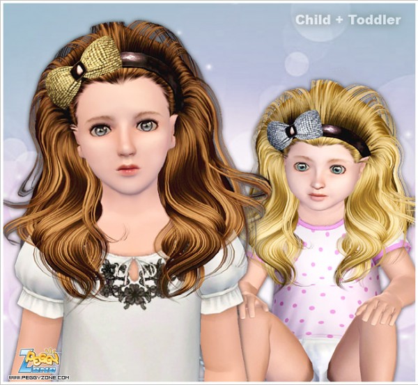 Teased hairstyle with bow headband ID 904 by Peggy Zone for Sims 3