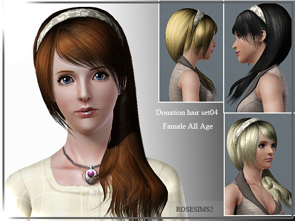 Straight hair with headband by Rose for Sims 3