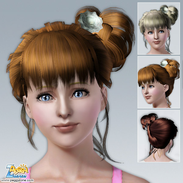 Rose top knot in the left side hairstyle ID 27 by Peggy Zone for Sims 3