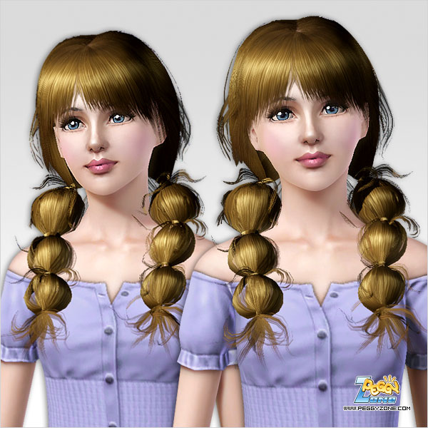 Double wrap ponytail hairstyle ID 146 by Peggy Zone for Sims 3