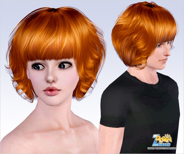 Curly bob ith bangs ID 387 by Peggy Zone for Sims 3