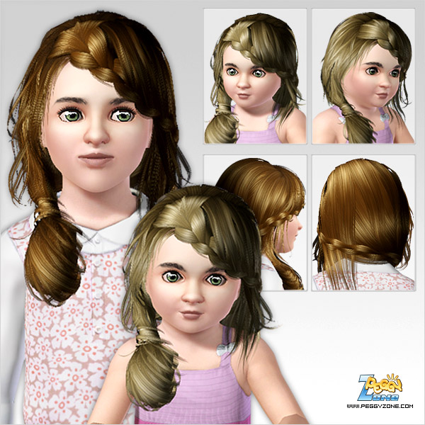 Wraped side ponytail with braided bangs ID 000010 by Peggy Zone for Sims 3