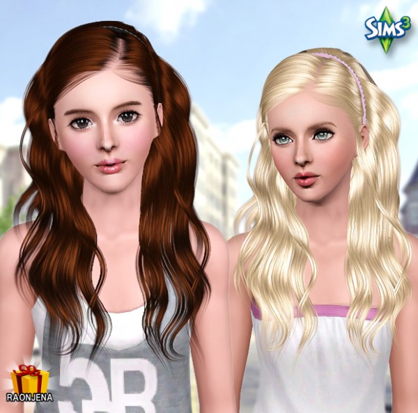 Wavy hairstyle with head band   Hair 34 by Raonjena for Sims 3