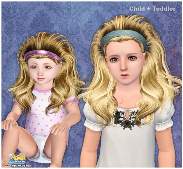 Teased hairstyle with headband ID 908 by Peggy Zone for Sims 3