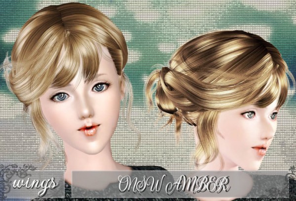 Bun with stripes   Amber by Wings for Sims 3