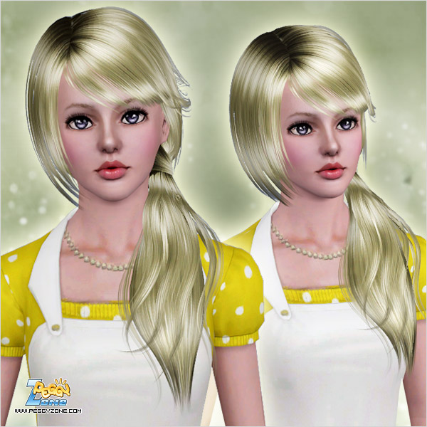 Romantic side ponytail with layered bangs ID 425 by Peggy Zone for Sims 3