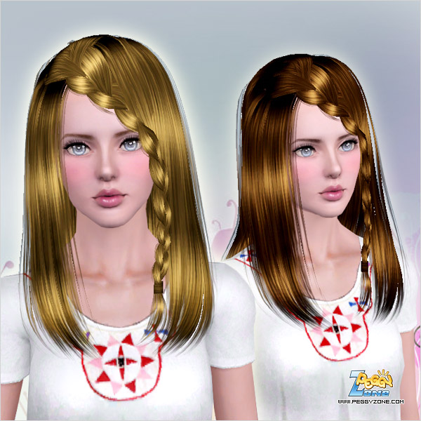 Braided bangs hairstyle ID 734 by Peggy Zone for Sims 3