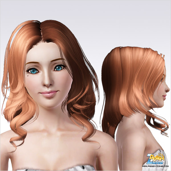 Long and curly waves hairstyle ID 122 by Peggy Zone for Sims 3