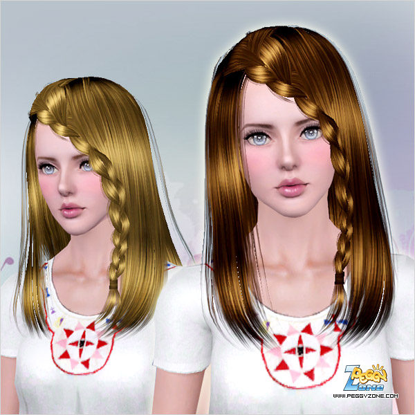 Braided bangs hairstyle ID 734 by Peggy Zone for Sims 3