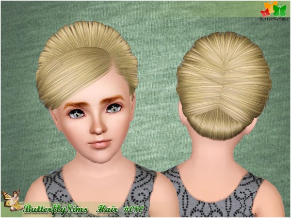 French chignon with side bangs hairstyle 80 by MIAO for Sims 3