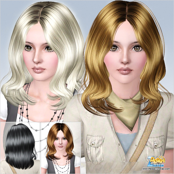 Bright wavy hairstyle ID 572 by Peggy Zone for Sims 3