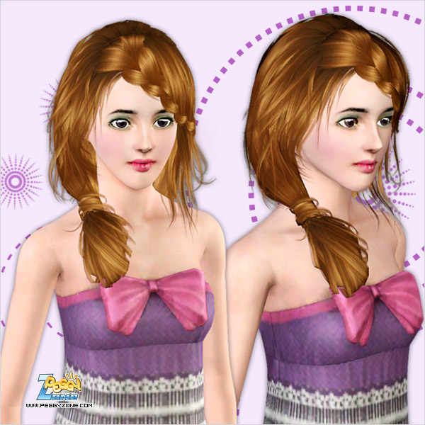 Wraped side ponytail with braided bangs ID 000011 by Peggy Zone for Sims 3