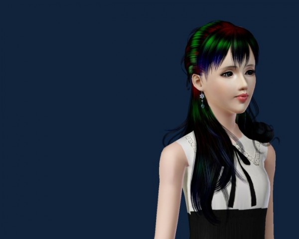 Half up half down with bangs hairstyle   Lily by Wings for Sims 3