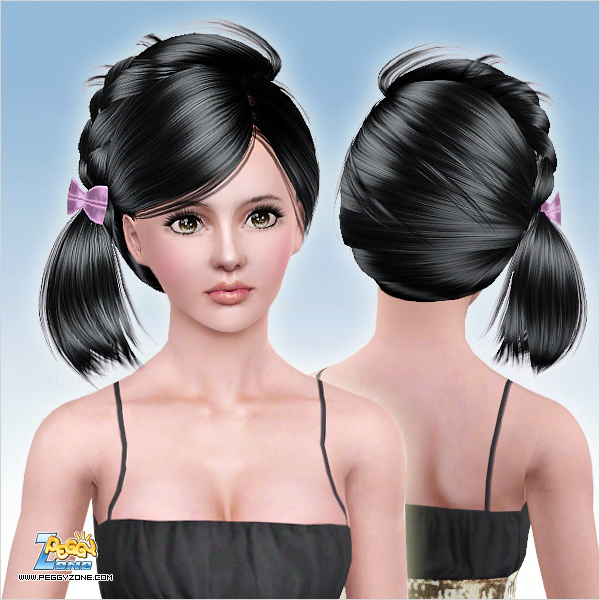 Small side braid with bow hairstyle ID 000039 by Peggy Zone  for Sims 3