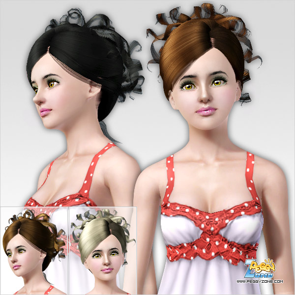  Curly bun ID 148 by Peggy Zone for Sims 3