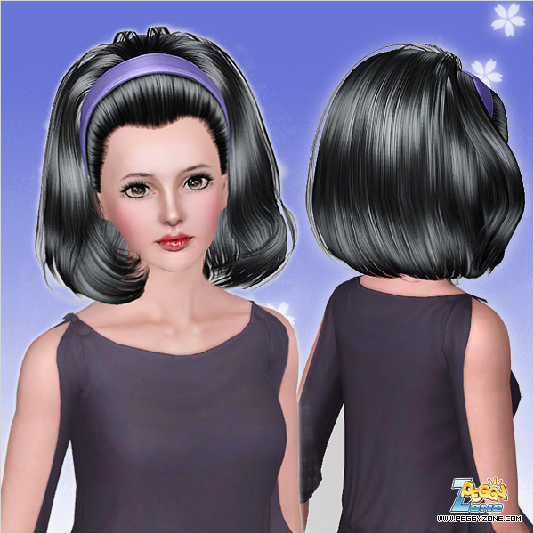 Retro up do with headband ID 500 by Peggy Zone for Sims 3